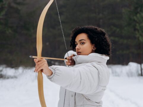 woman aiming on a target